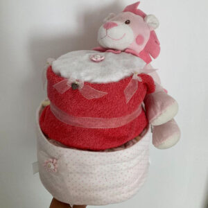 2 Tier Pink Lion Nappy Cake